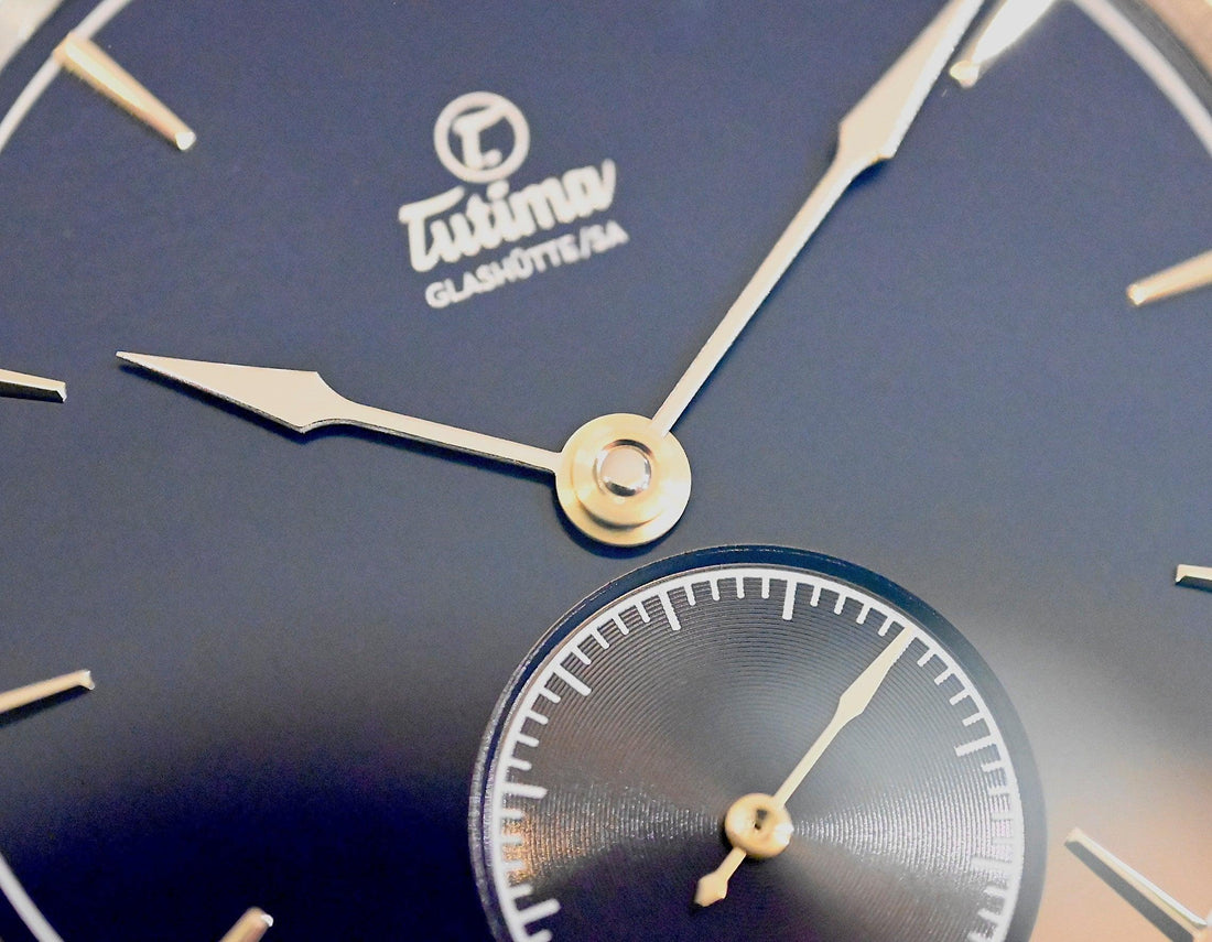 チュチマ 機械式腕時計 ダークブルー文字盤 ゴールド針 GLASHÜTTE/SA
