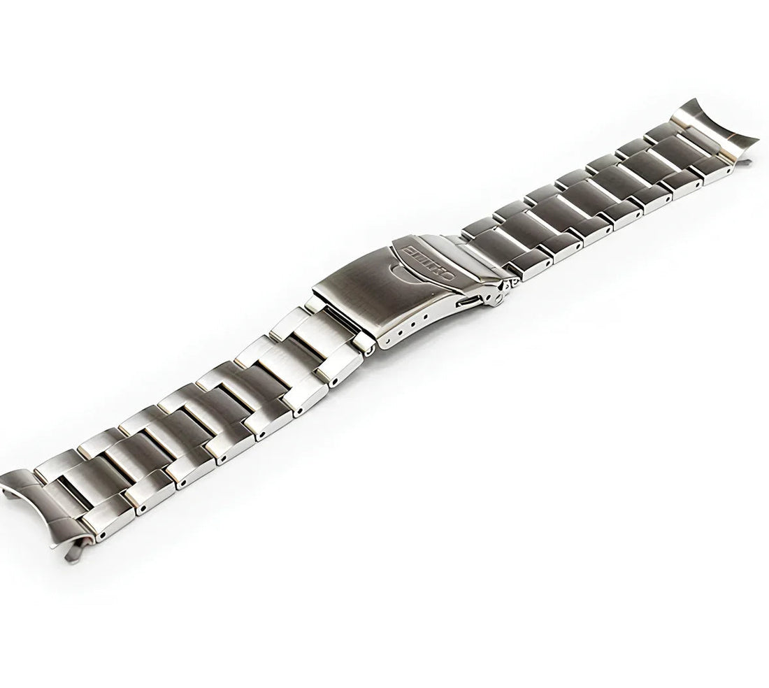 SEIKO製ステンレススチール腕時計ベルト。高級感のあるメタルブレスレット。時計修理・交換用ストラップ。