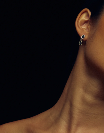 BABY DUOYING EARRINGS BLACK SAPPHIRE - Contévanou