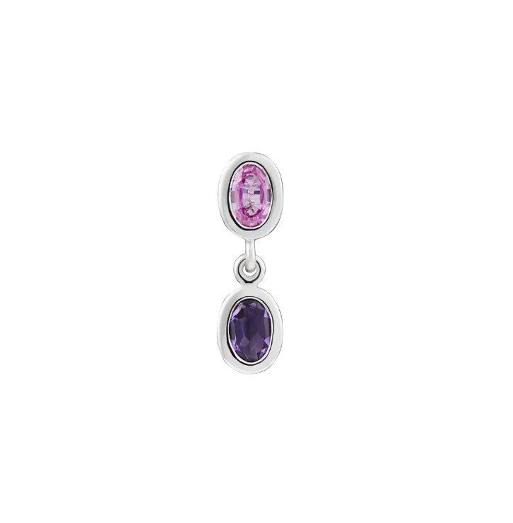 TWO TONE DUO YING EARRINGS PINKSAPPHIRES AND AMETHYST - Contévanou