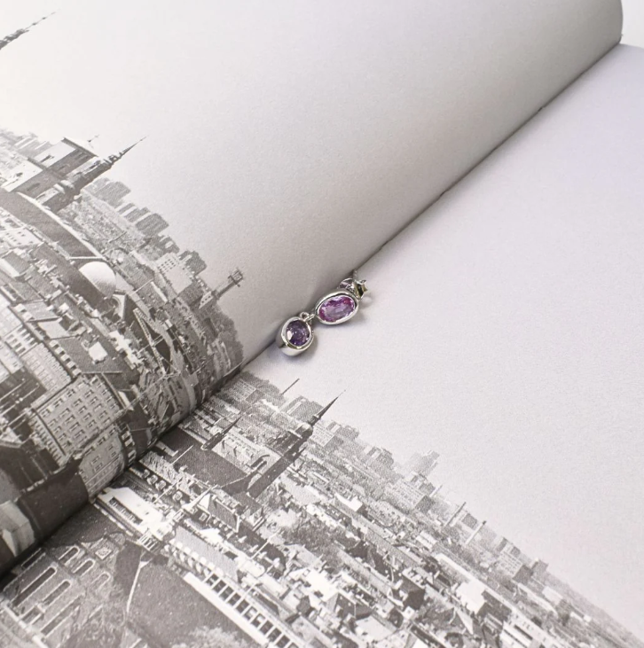TWO TONE DUO YING EARRINGS PINKSAPPHIRES AND AMETHYST - Contévanou